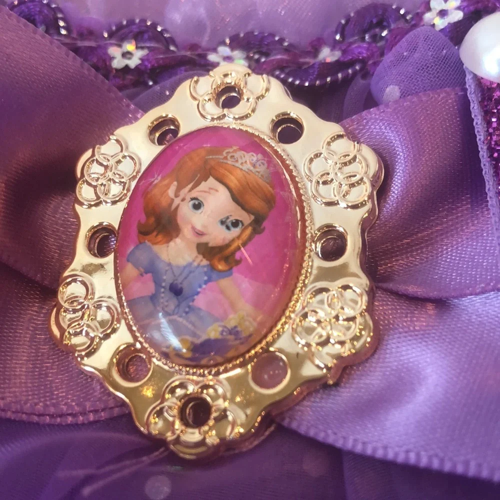 Purple Embellished Costume Layered Dress Princess Sophia 130- 5/6 Plus Free Doll - Picture 13 of 16